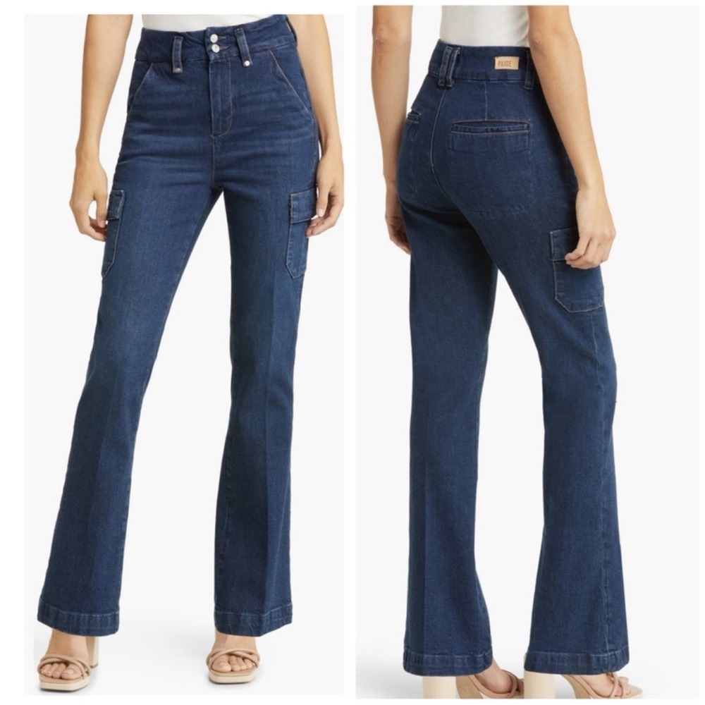 PAIGE Dion High Rise Bootcut Cargo Jeans in Gracielou Size 29 - Picture 1 of 13